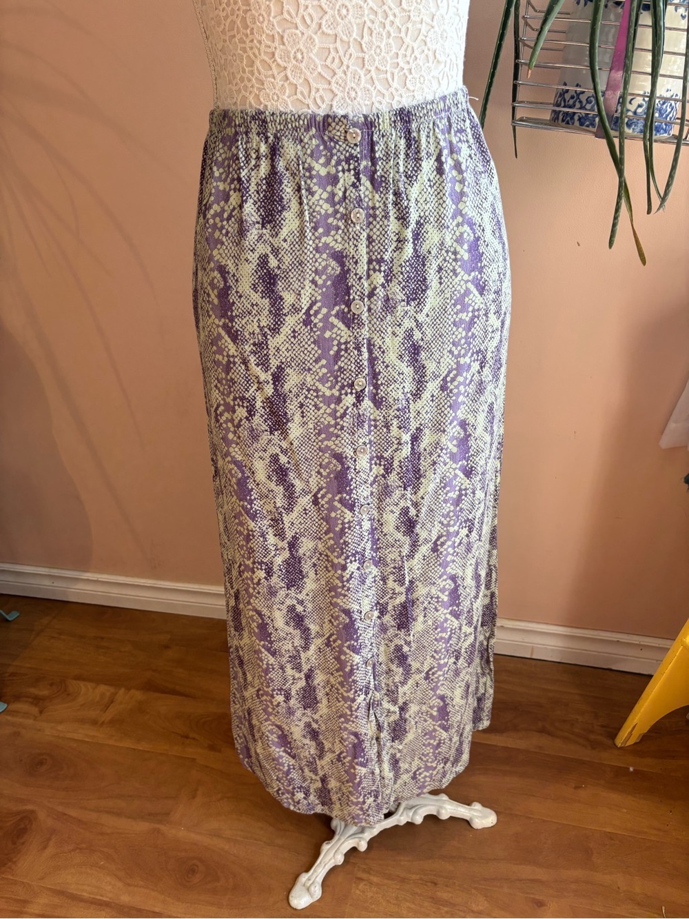 Free People Purple Snakeskin-Print Maxi Skirt